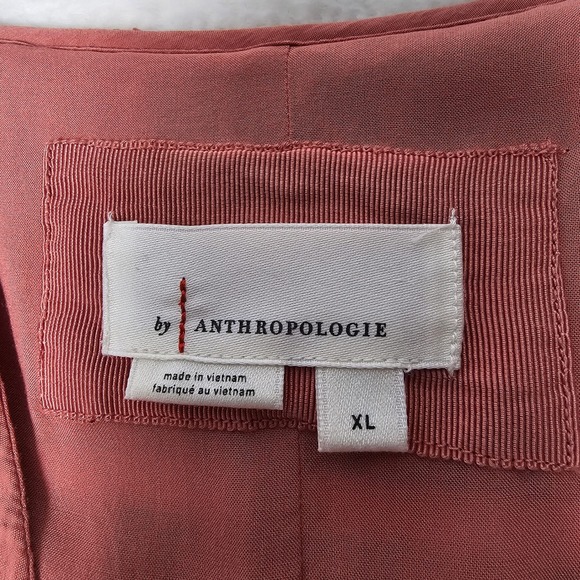 By Anthropologie V-Neck Waistless Maxi Somerset XL Terracotta Rose Crinkle Boho - Picture 5 of 11